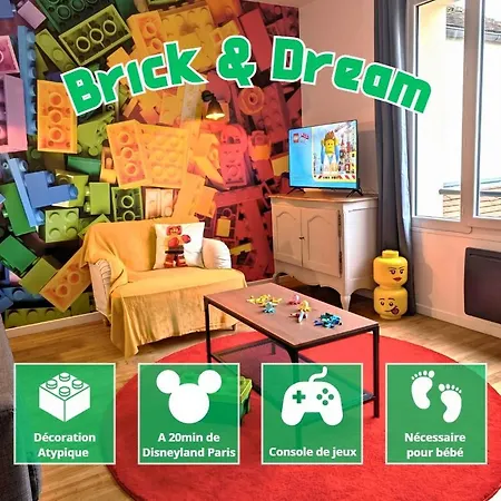 Apartment Brick And Dream - 20min Disneyland - Familly - Parking *